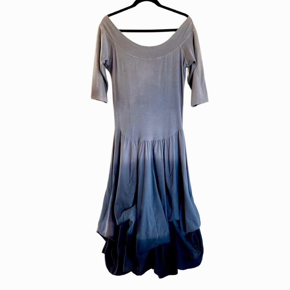 Luna Luz Belleza Dress Gray Gradient Lagenlook Off Shoulder Cotton M - Picture 4 of 10